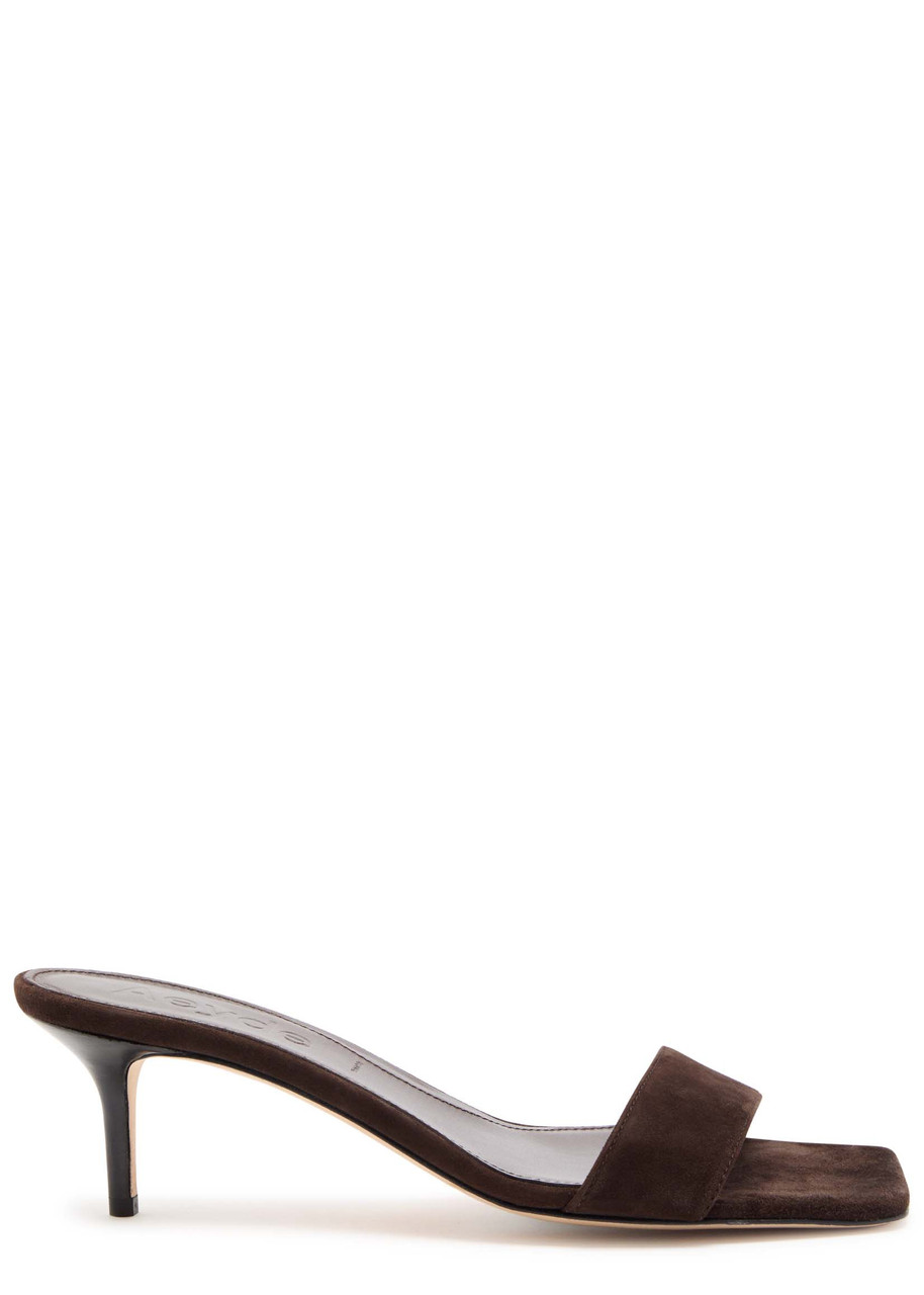 Aeyde Brown Ilvy Kid Suede Leather Mules In Brown
