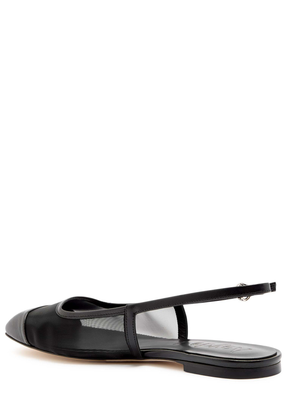 Aeyde Geraldine Leather-trimmed Mesh Slingback Ballet Flats In Black
