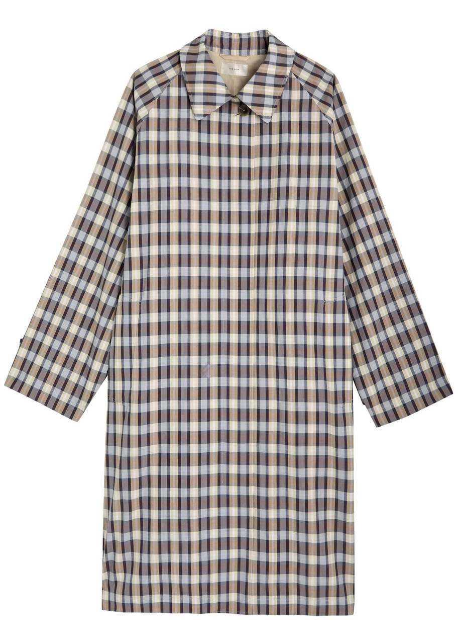 The Row Tavishina Checked Silk-blend Coat In Beige