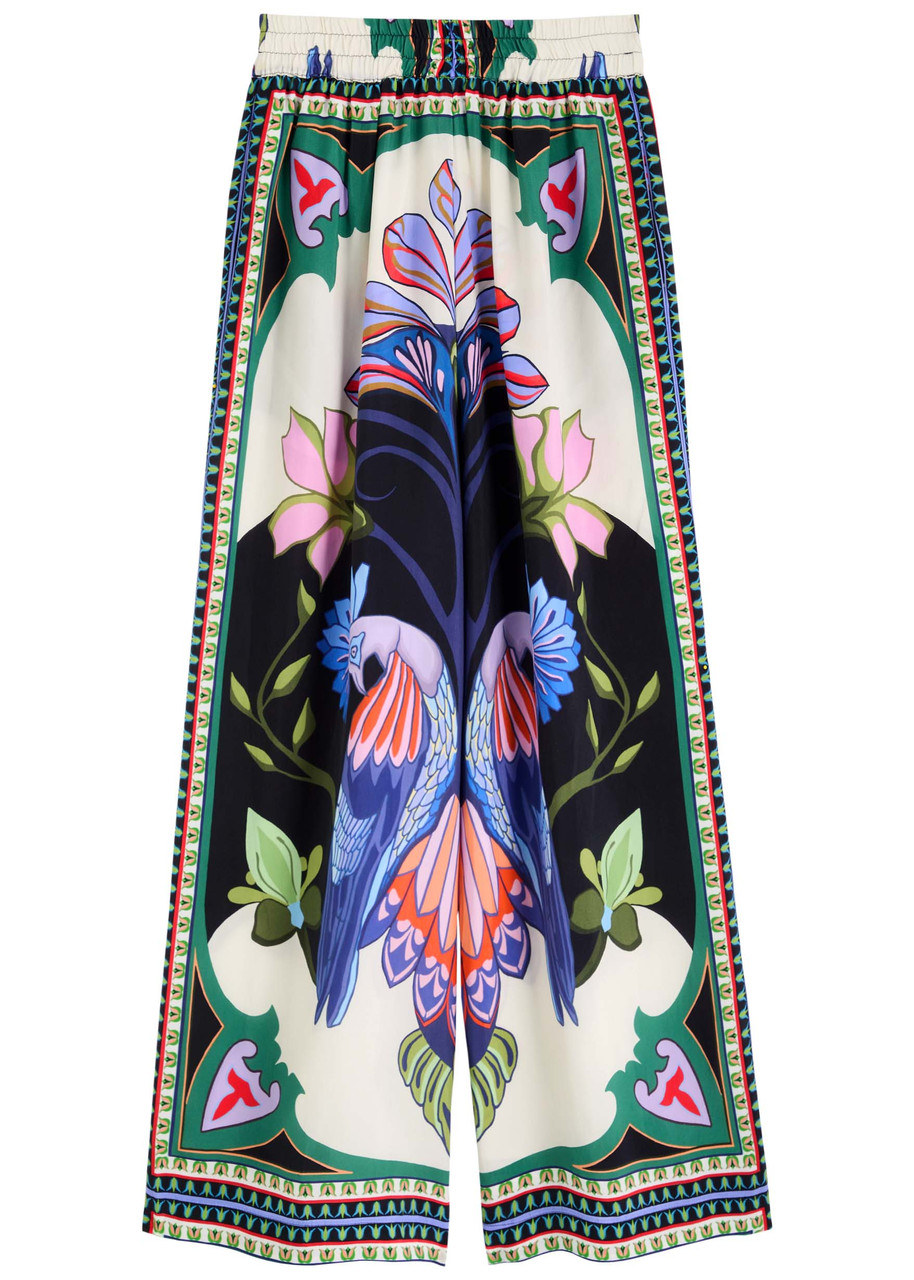 Lug Von Siga Madison Printed Wide-leg Satin Trousers - Multicoloured - 36 (UK8 / S)