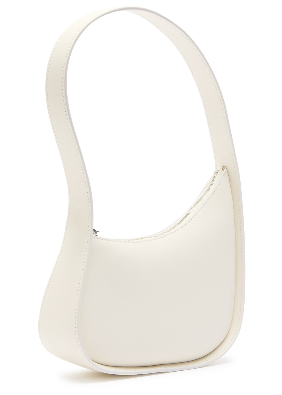 The Row Half Moon Leather Shoulder Bag In Ivory