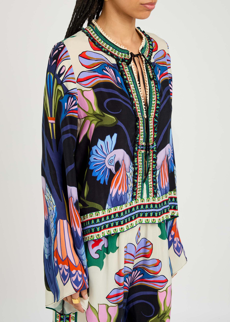 Lug Von Siga Tess Floral-printed Satin Blouse In Multicoloured