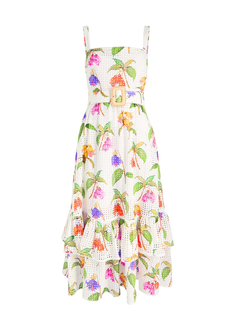 Borgo DE Nor Dani Printed Open-knit Cotton Midi Dress - Multicoloured