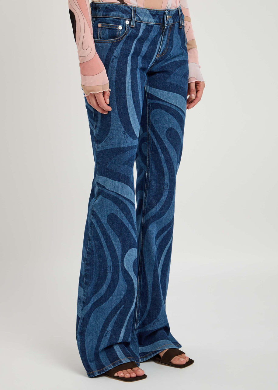  Pucci Wave-printed Flared-leg Jeans - Denim - 42 (uk10 / S) 