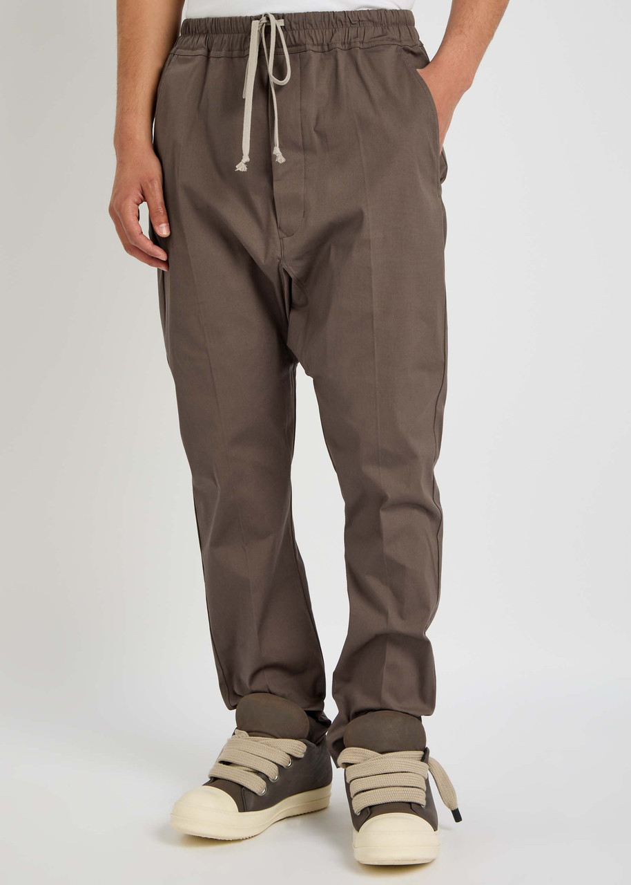 Rick Owens Cotton-poplin Sweatpants In Brown