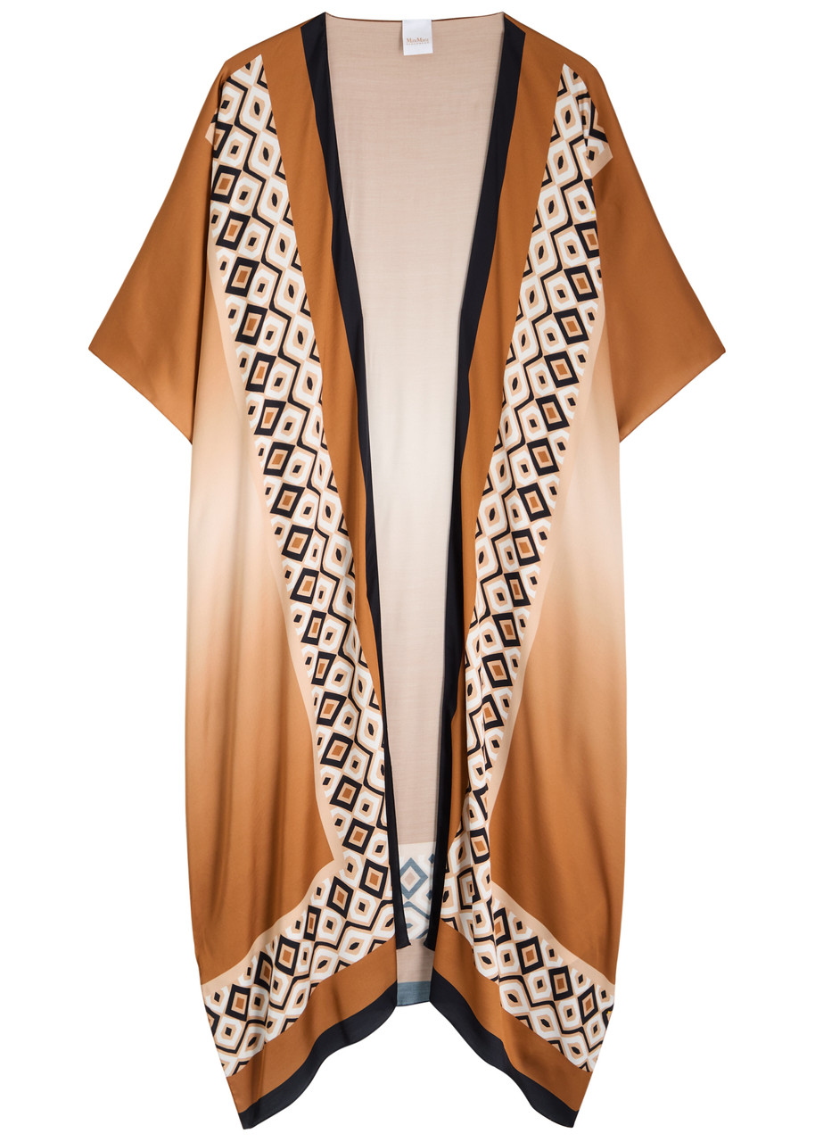 Max Mara Beachwear Dany Printed Satin Robe In Multicoloured 1