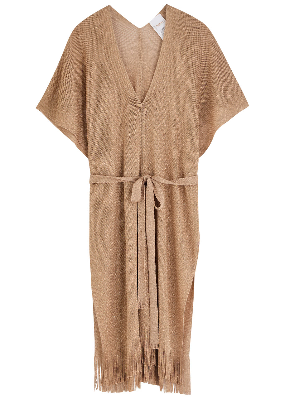 Max Mara Donnola Metallic Fine-knit Kaftan - Gold - One Size