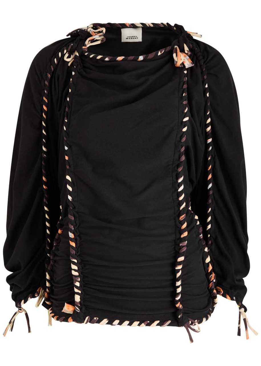 Isabel Marant Zaolia Twisted Cotton Top In Black
