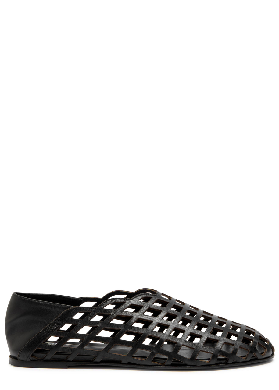 Gia Borghini Peek-a-boo Leather Ballerina Flats - Black - 37 (IT37/ UK4)