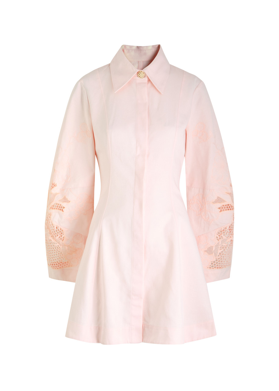 Clea Indra Cotton Mini Shirt Dress - Light Pink - S (UK8-10 / S)