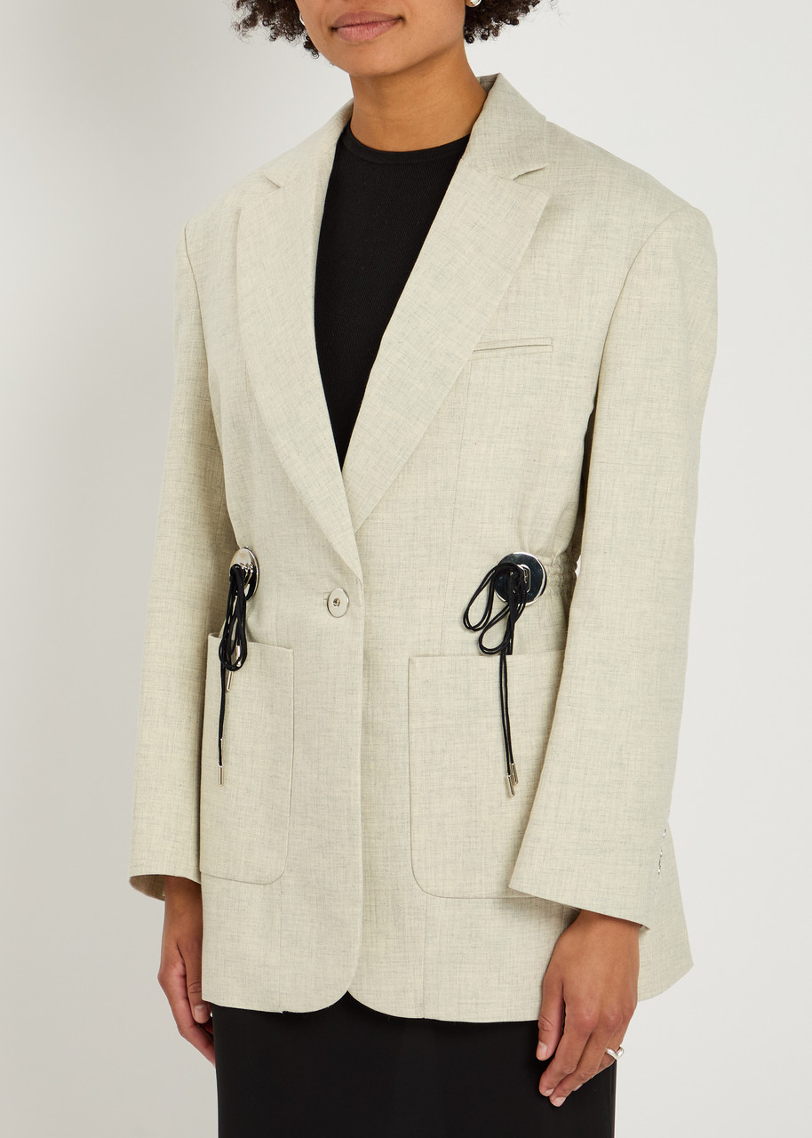 Rabanne Embellished Wool-blend Blazer In Grey