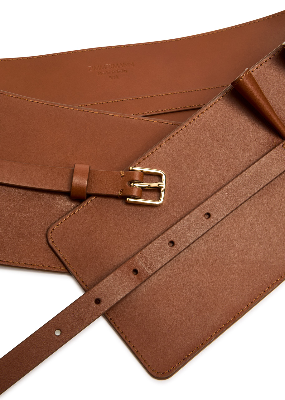 Zimmermann Parasol Folded Leather Belt In Tan