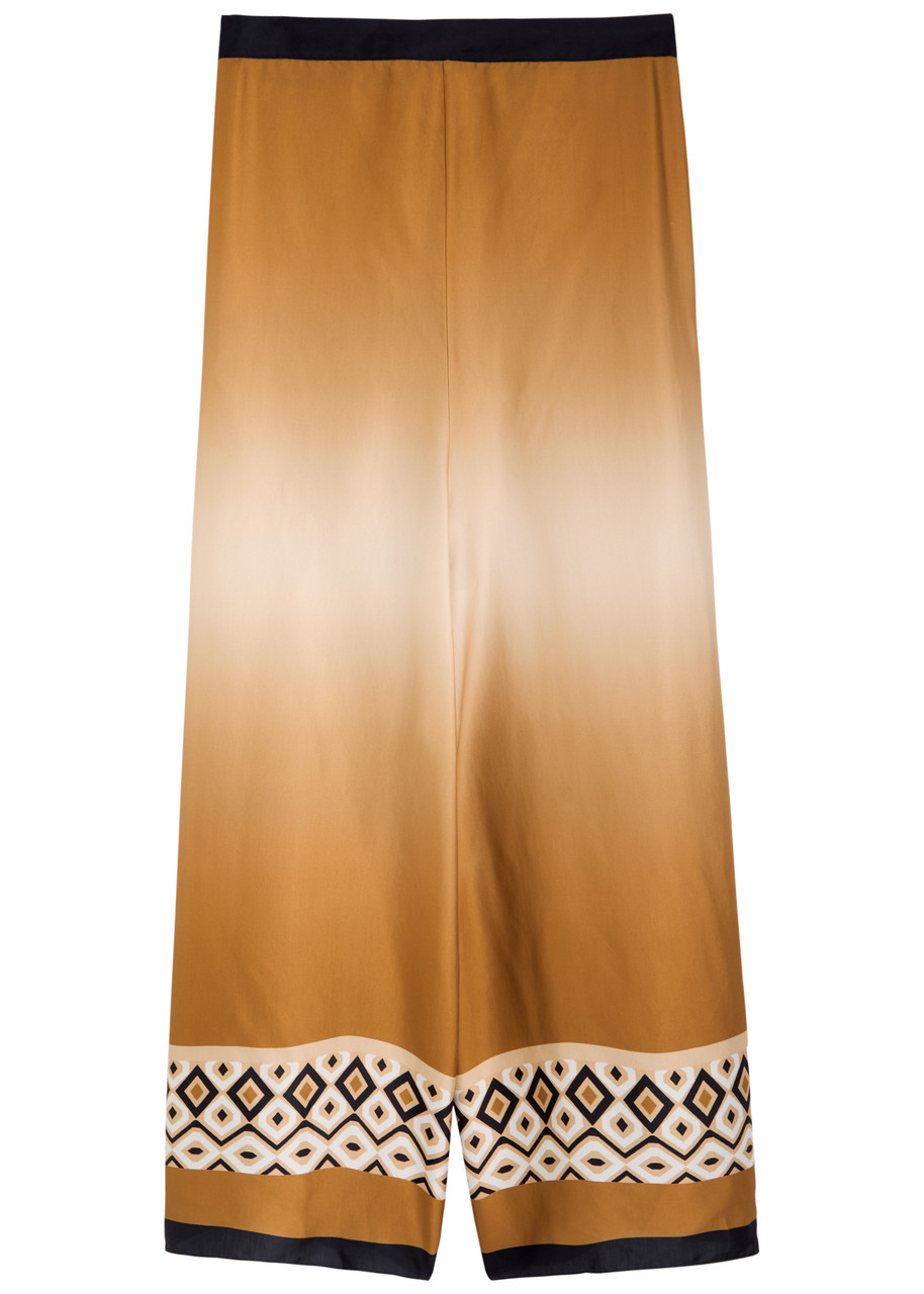 Max Mara Beachwear Sfere Printed Wide-leg Satin Trousers In Multicoloured 1