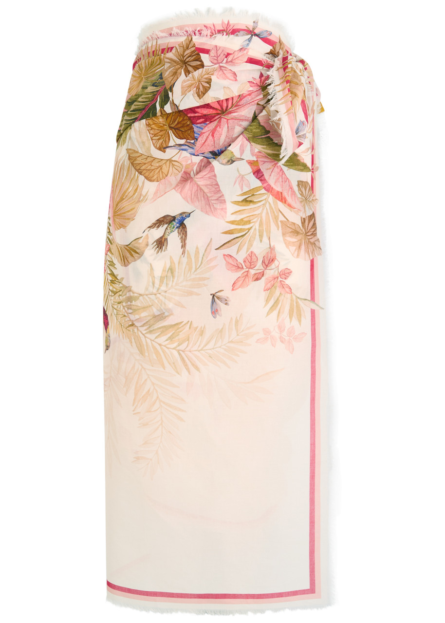 Zimmermann Printed Cotton Pareo Skirt In Multi