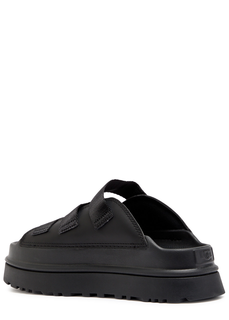 Ugg Golden Glow Black Sandals With Round Open Toe In Tech Fabric Woman In Black