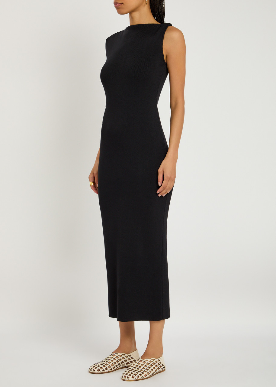 Almada Label Amani Knitted Midi Dress In Black