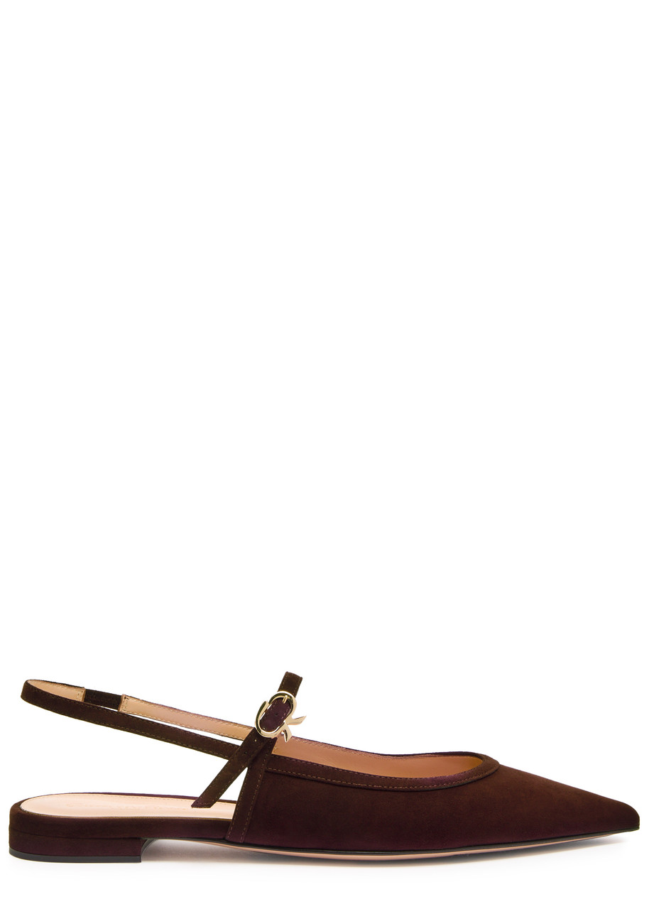 Gianvito Rossi Slingback-buckle Ballet Flats In Burgundy