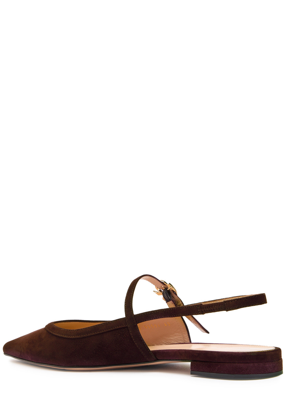 Gianvito Rossi Slingback-buckle Ballet Flats In Burgundy