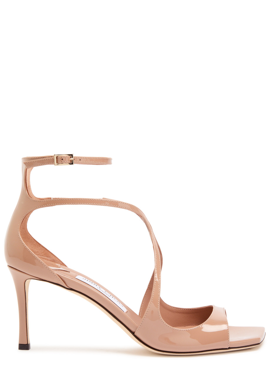 Jimmy Choo Azia 75mm Patent-leather Sandals In Nude