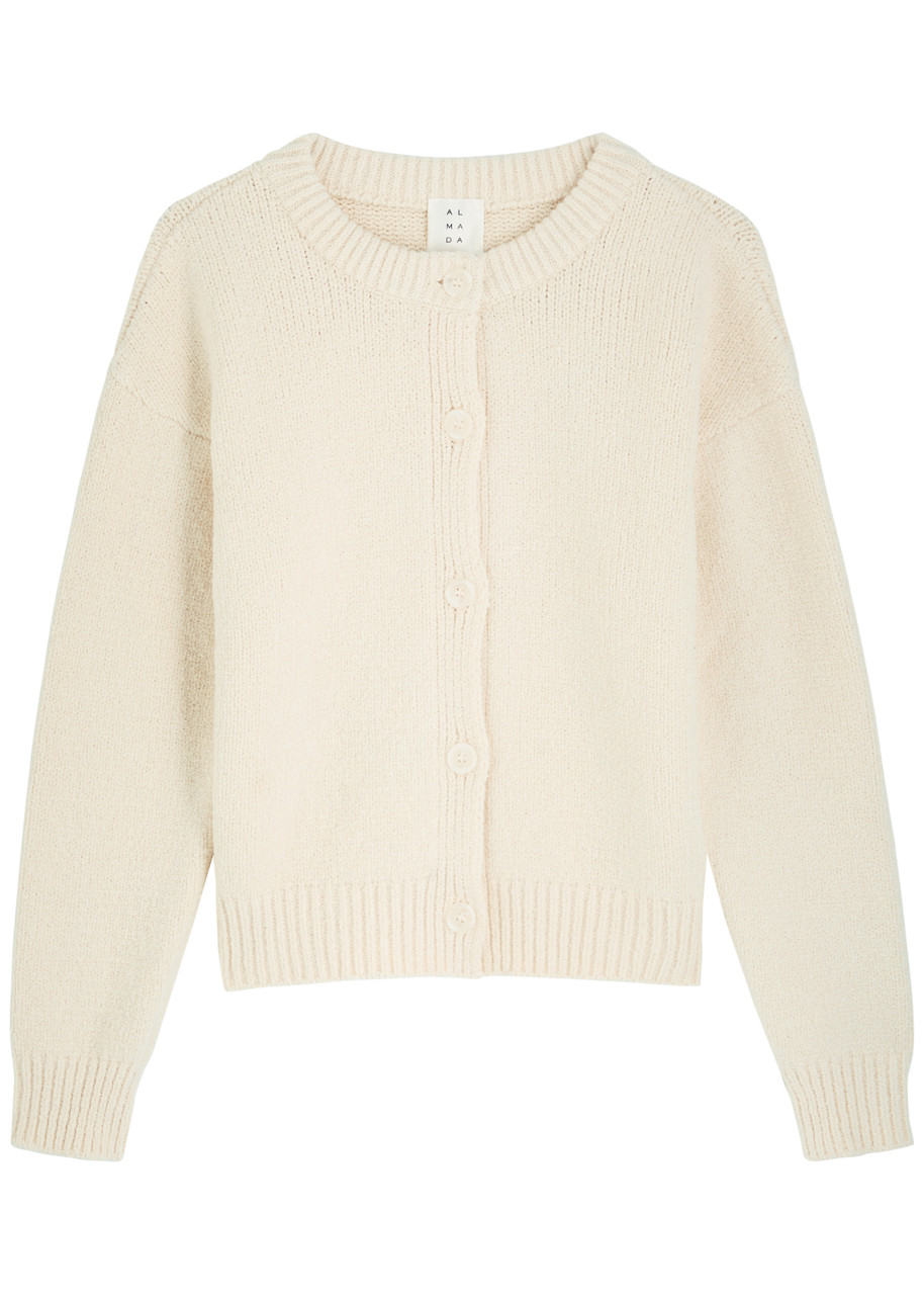 Almada Label Kai Knitted Bouclé Cardigan In Off White