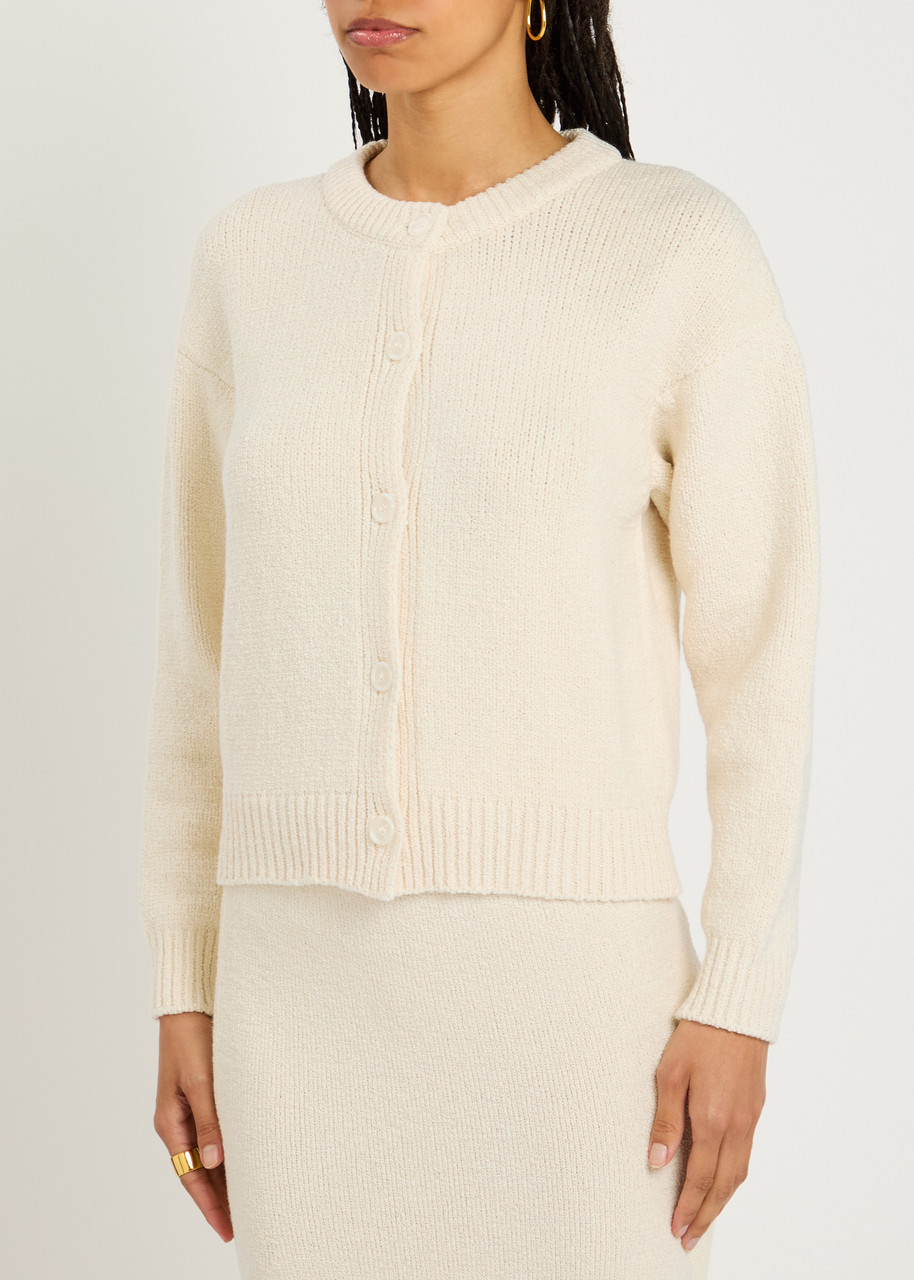 Almada Label Kai Knitted Bouclé Cardigan In Off White