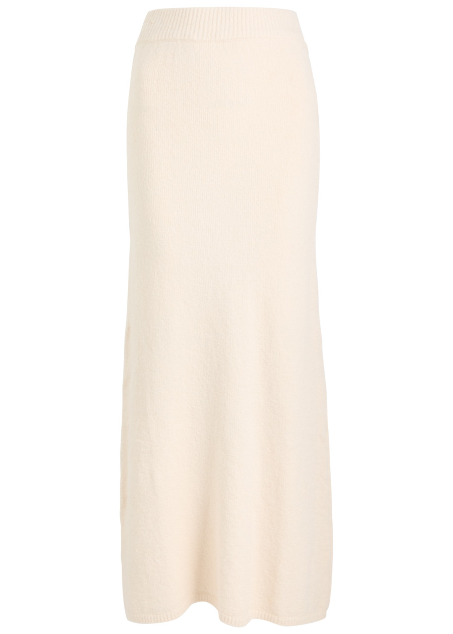 Almada Label Umi Knitted Bouclé Pencil Skirt In Off White