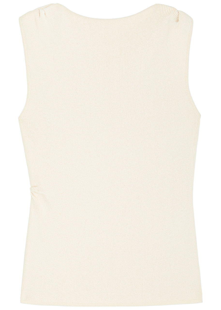 Almada Label Ami Off-the-shoulder Knitted Tank In Cream
