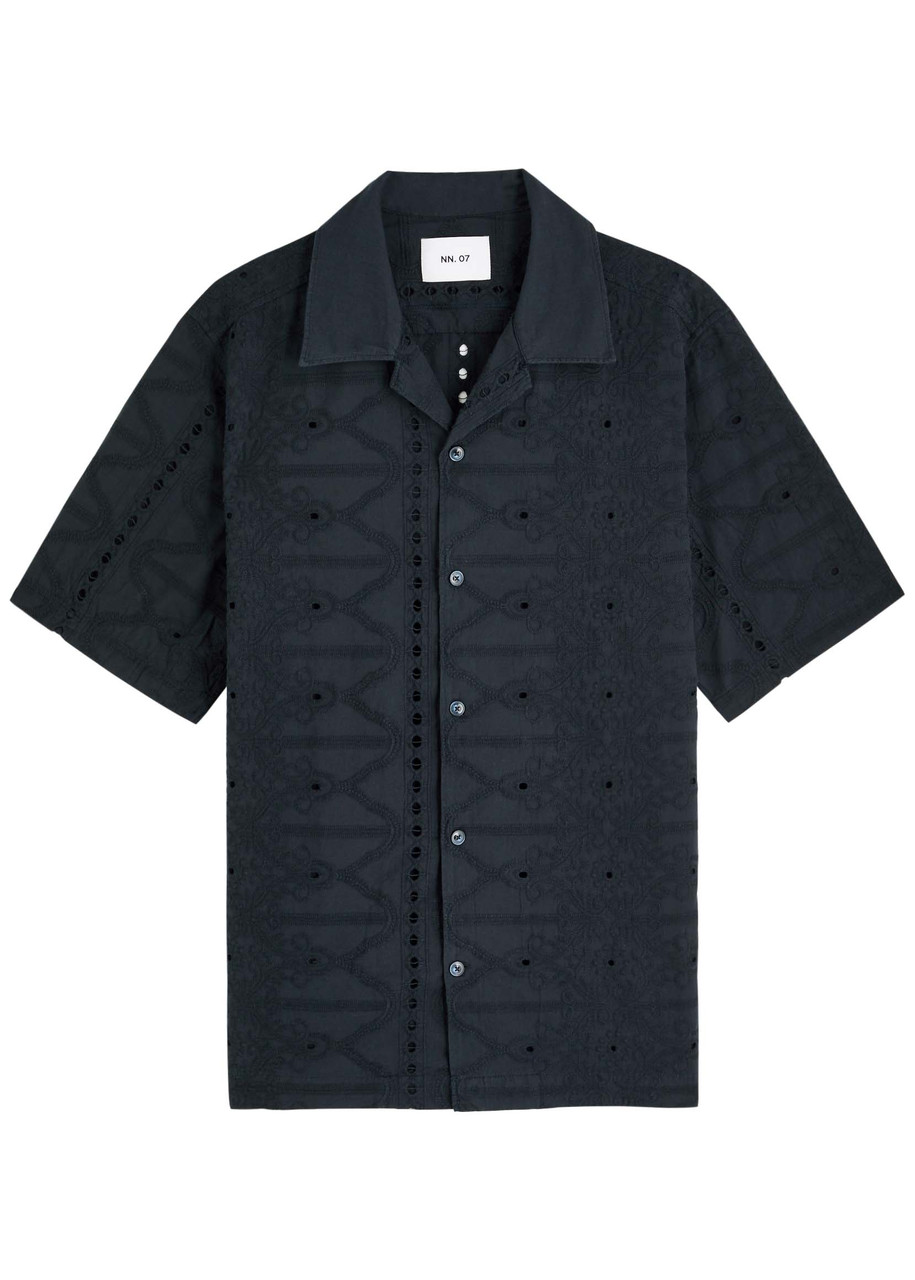 Nn07 Julio 5392 Camp-collar Broderie Anglaise Cotton Shirt