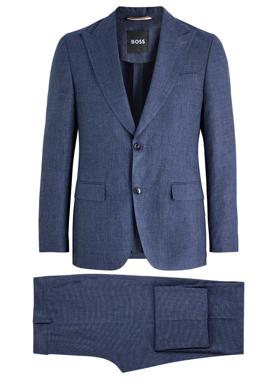 Hugo Boss Boss Patterned-intarsia Linen-blend Suit