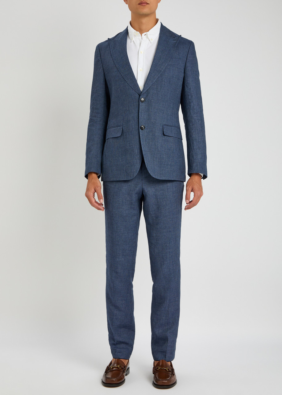Hugo Boss Boss Patterned-intarsia Linen-blend Suit