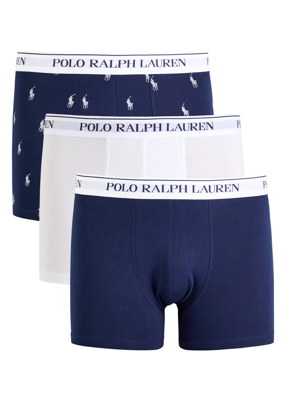 Polo Ralph Lauren Logo Stretch-cotton Trunks - set of Three - Navy - XL