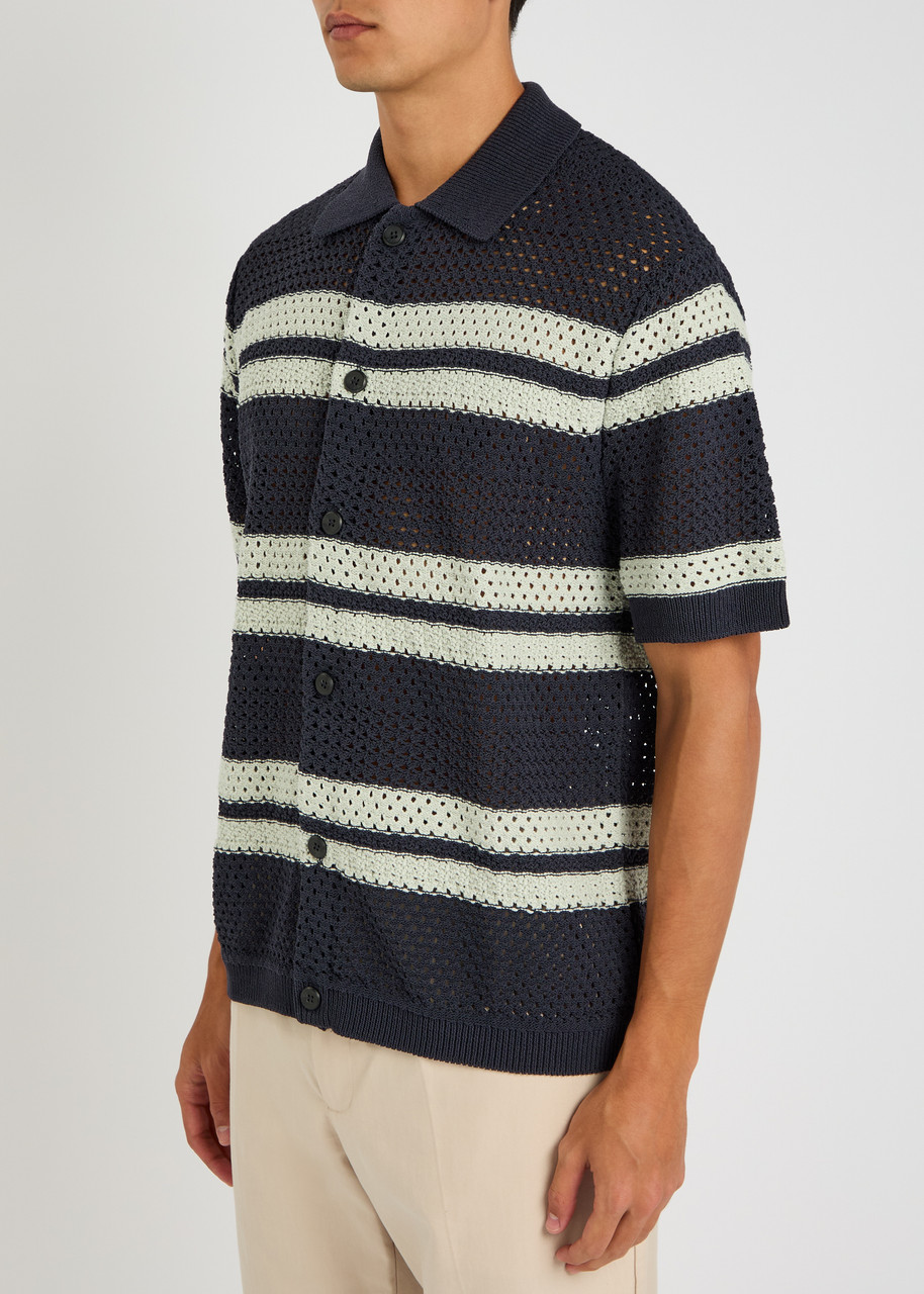 Les Deux Gianni Striped-intarsia Knitted Shirt