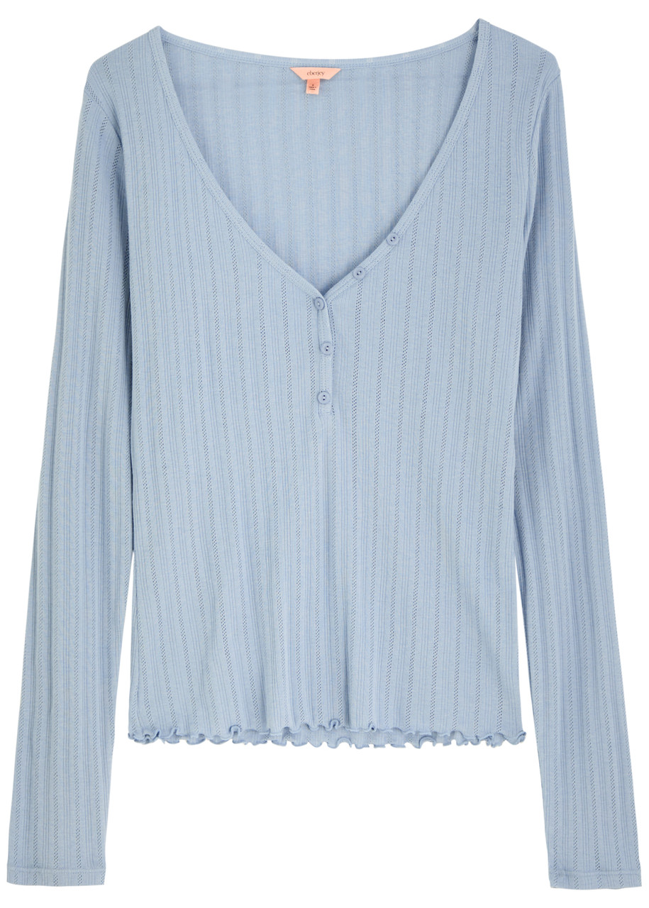 Eberjey Pointelle Rib Henley Pajama Top