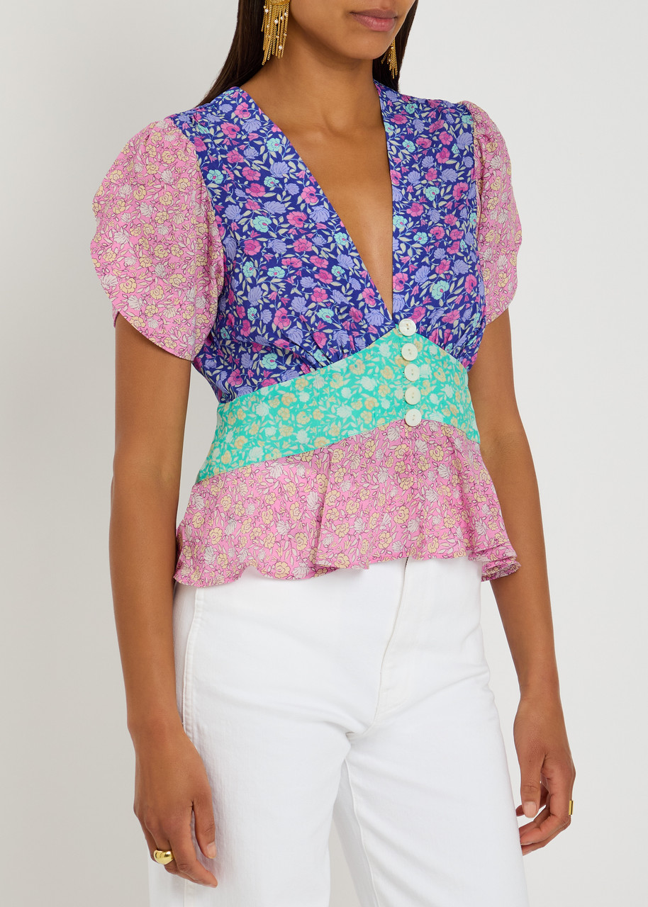 Rixo London Rixo Reine Shell Pansy Chiffon Blouse