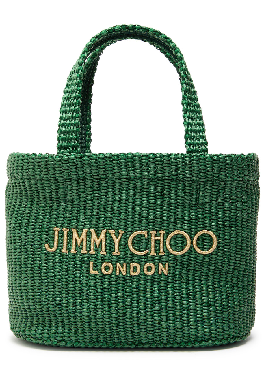 Jimmy Choo Logo Embroidered Woven Tote Bag