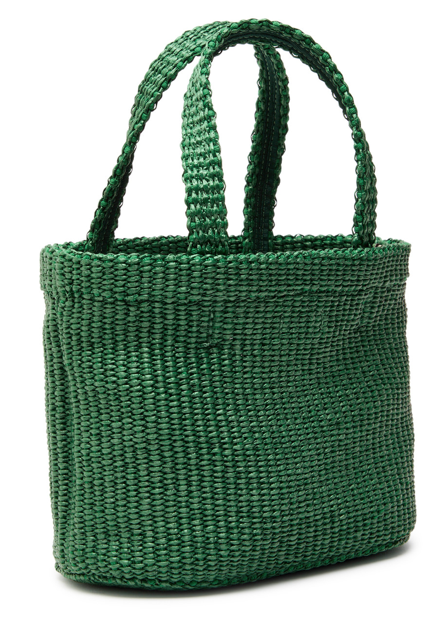 Jimmy Choo Logo Embroidered Woven Tote Bag