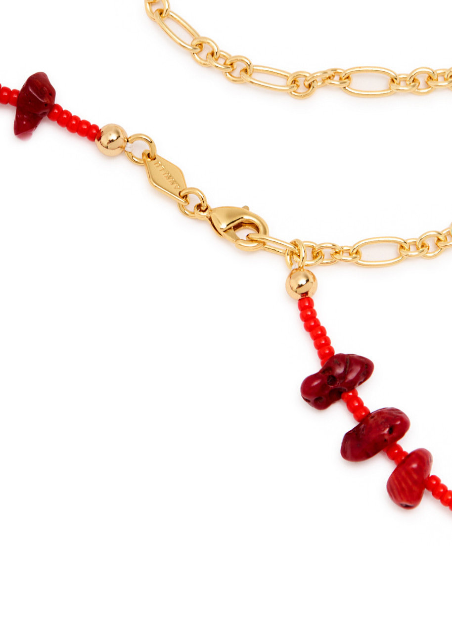  Anni Lu Reef Beaded 18kt Gold-plated Belt - Red - One Size 