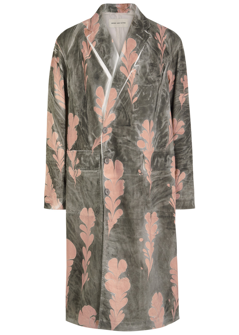 Dries Van Noten Mens Dessin D Reuben Double-breasted Floral-print Cotton Coat