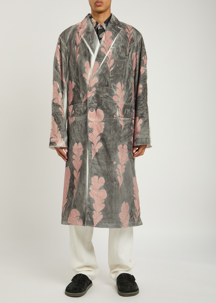 Dries Van Noten Mens Dessin D Reuben Double-breasted Floral-print Cotton Coat