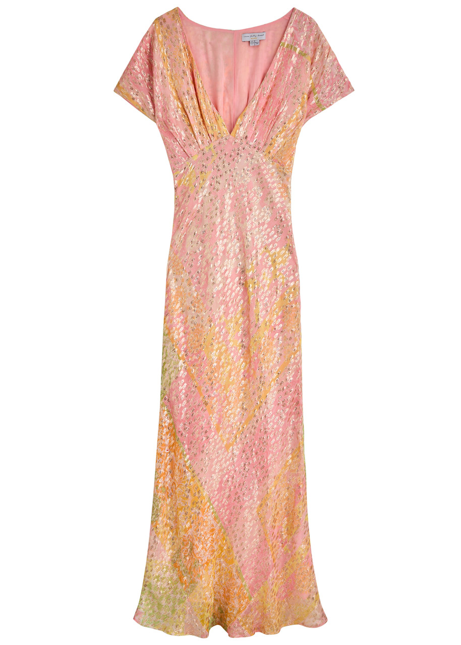 Never Fully Dressed Elodie Printed Chiffon Maxi Dress - Pink
