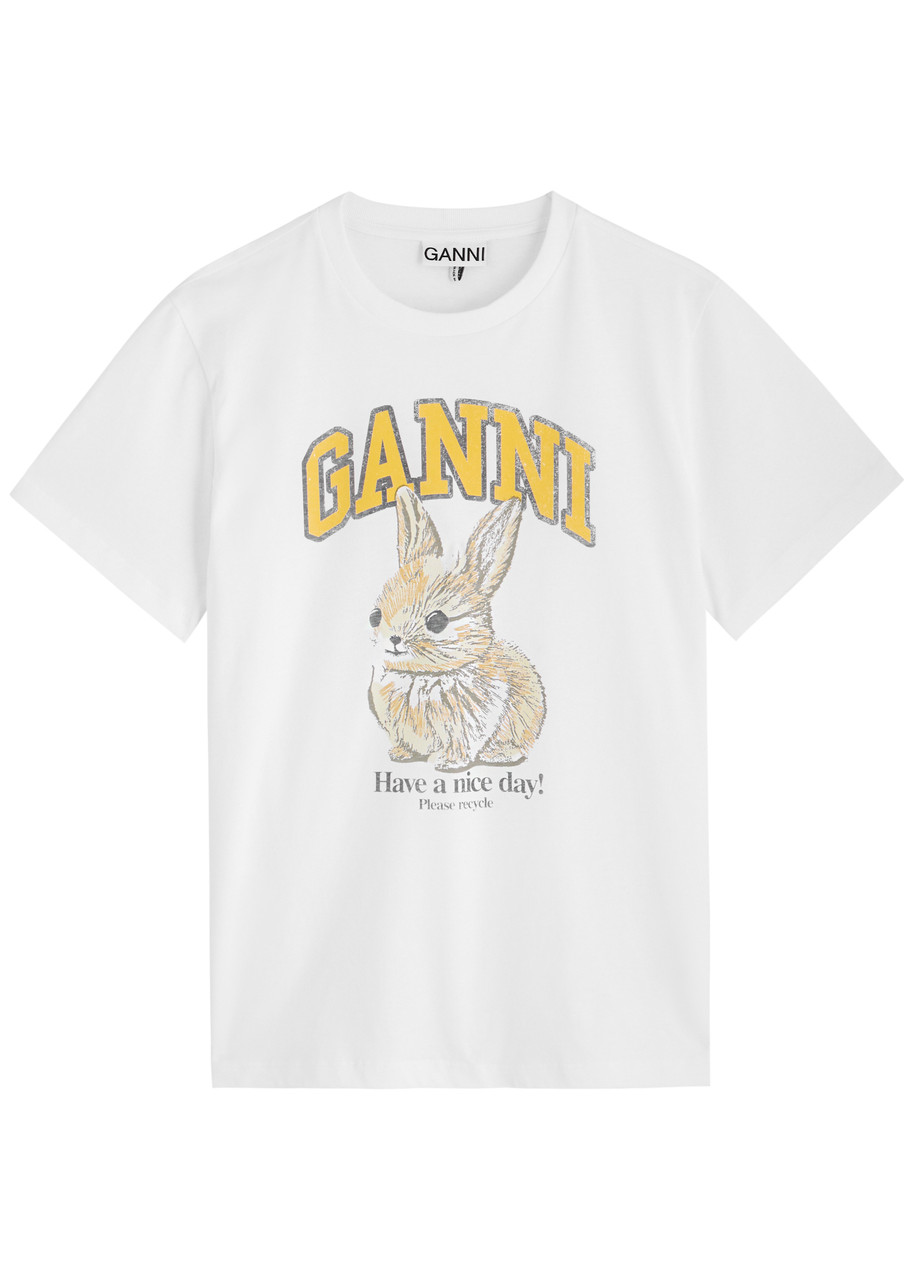 Ganni Printed Cotton T-shirt - White - XS (UK6 / XS)
