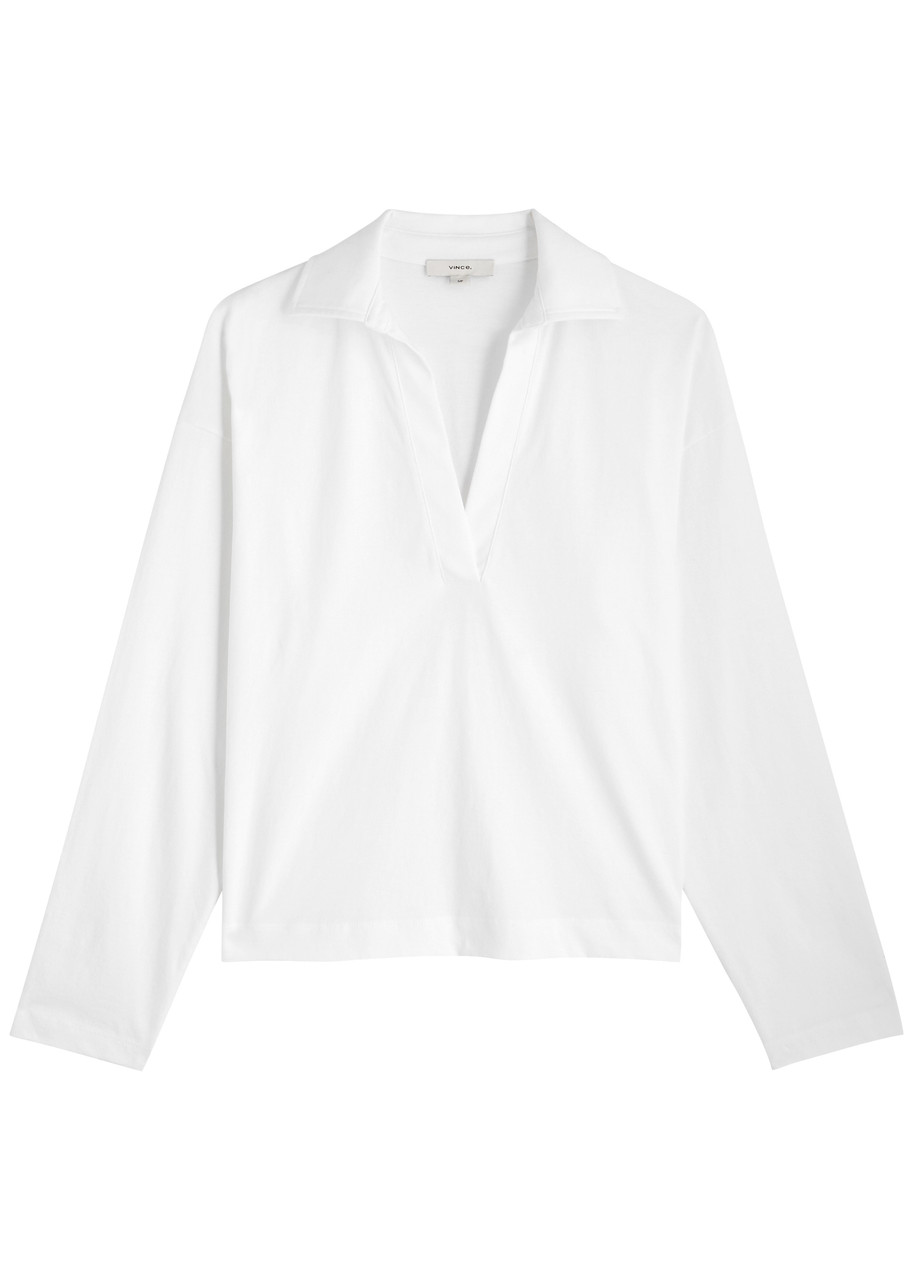 Vince Easy Long Sleeve Cotton Polo