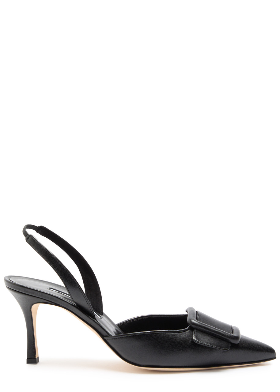 Manolo Blahnik Maysli Buckle Slingback Pointed Toe Pump