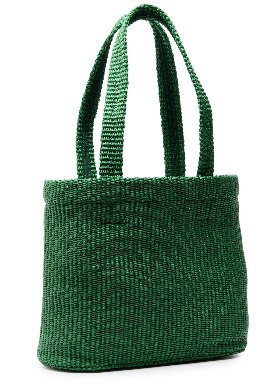 Jimmy Choo Logo Embroidered Woven Tote Bag