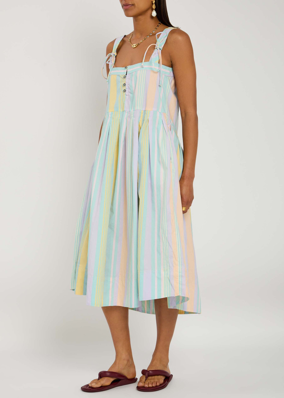 Free People Primavera Stripe Cotton Midi Dress In Multi