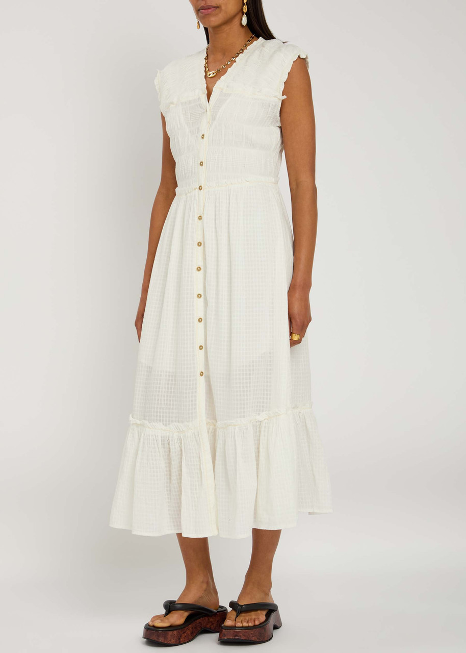 Free People Desert Dazed Sleeveless Cotton Midi Dress In Clean Ivory