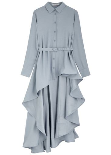 PALMER//HARDING: Waterfall asymmetric satin-crepe shirt