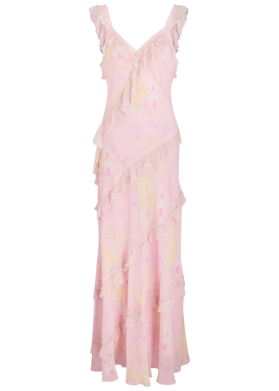 Loveshackfancy Radiance Floral-printed Chiffon Maxi Dress - Pink - S (UK8-10 / S)