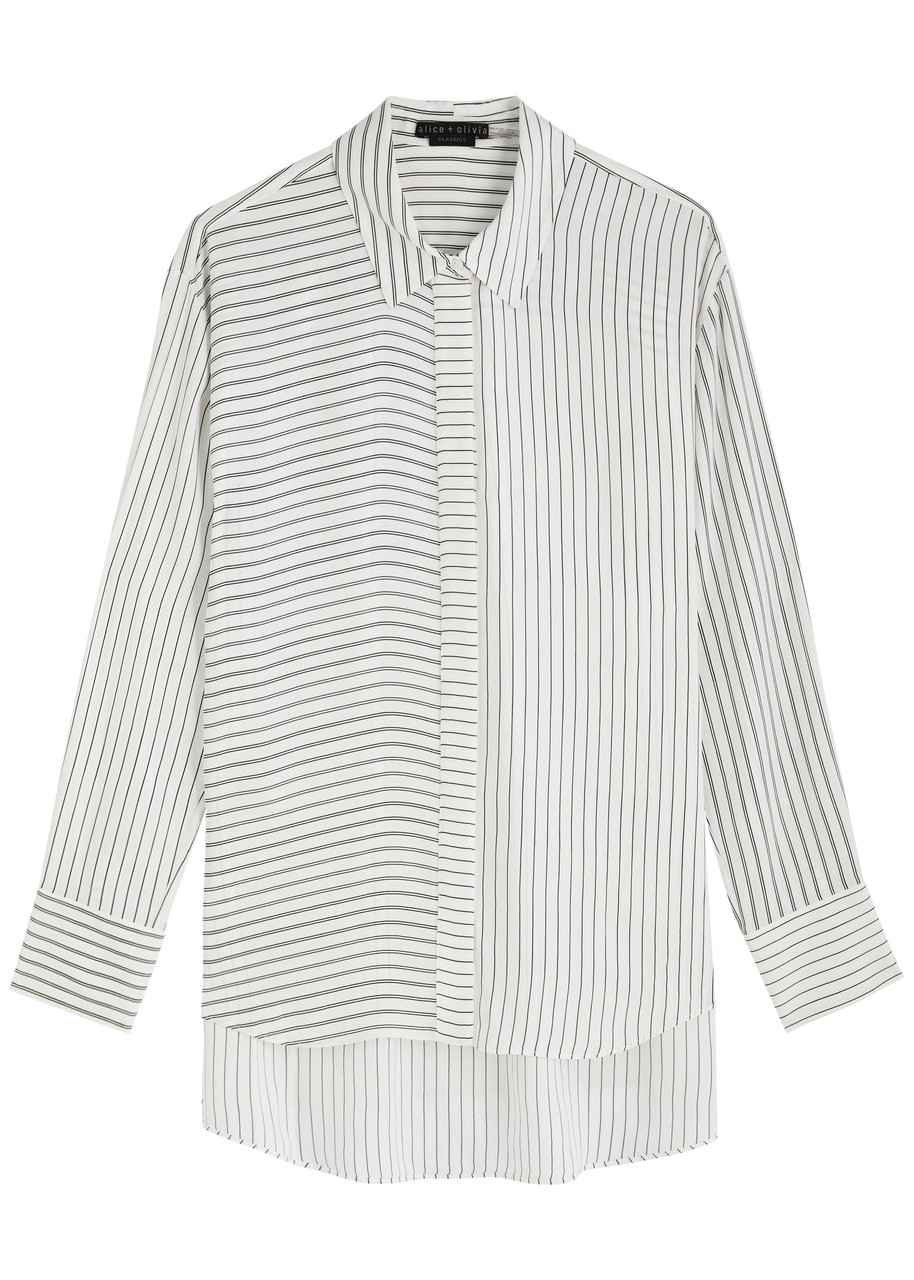 Alice And Olivia Alice + Olivia Dimitra Striped Satin Shirt
