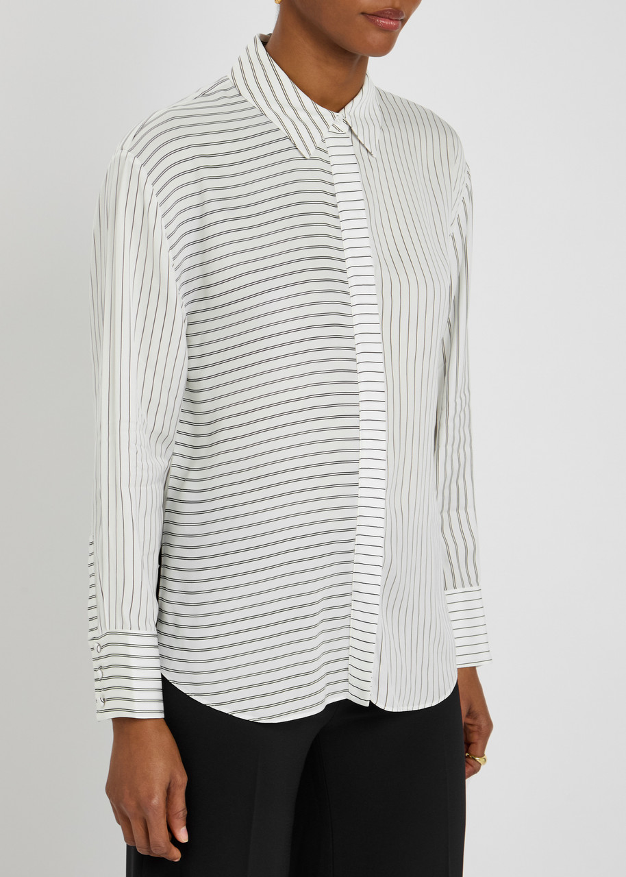 Alice And Olivia Alice + Olivia Dimitra Striped Satin Shirt